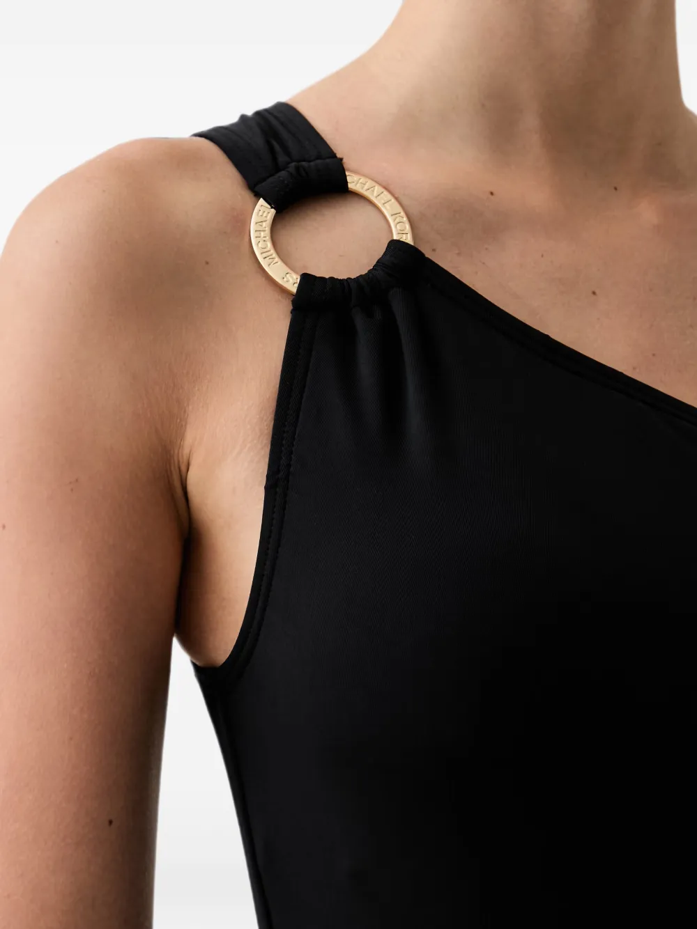 Michael Kors one-shoulder ring-detail swimsuit Zwart