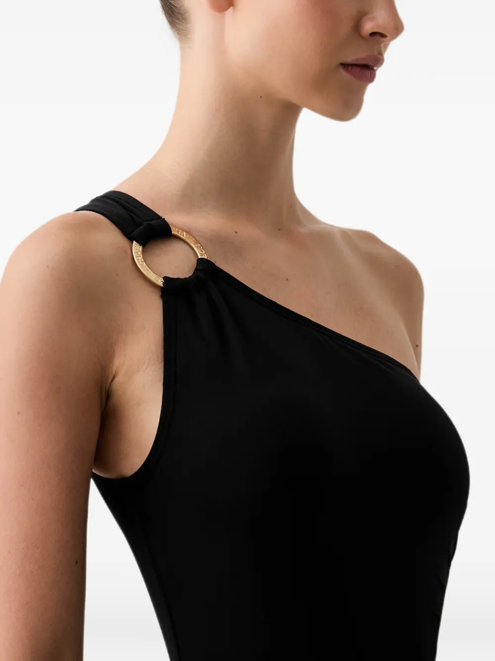 Michael Kors one-shoulder ring-detail swimsuit Zwart