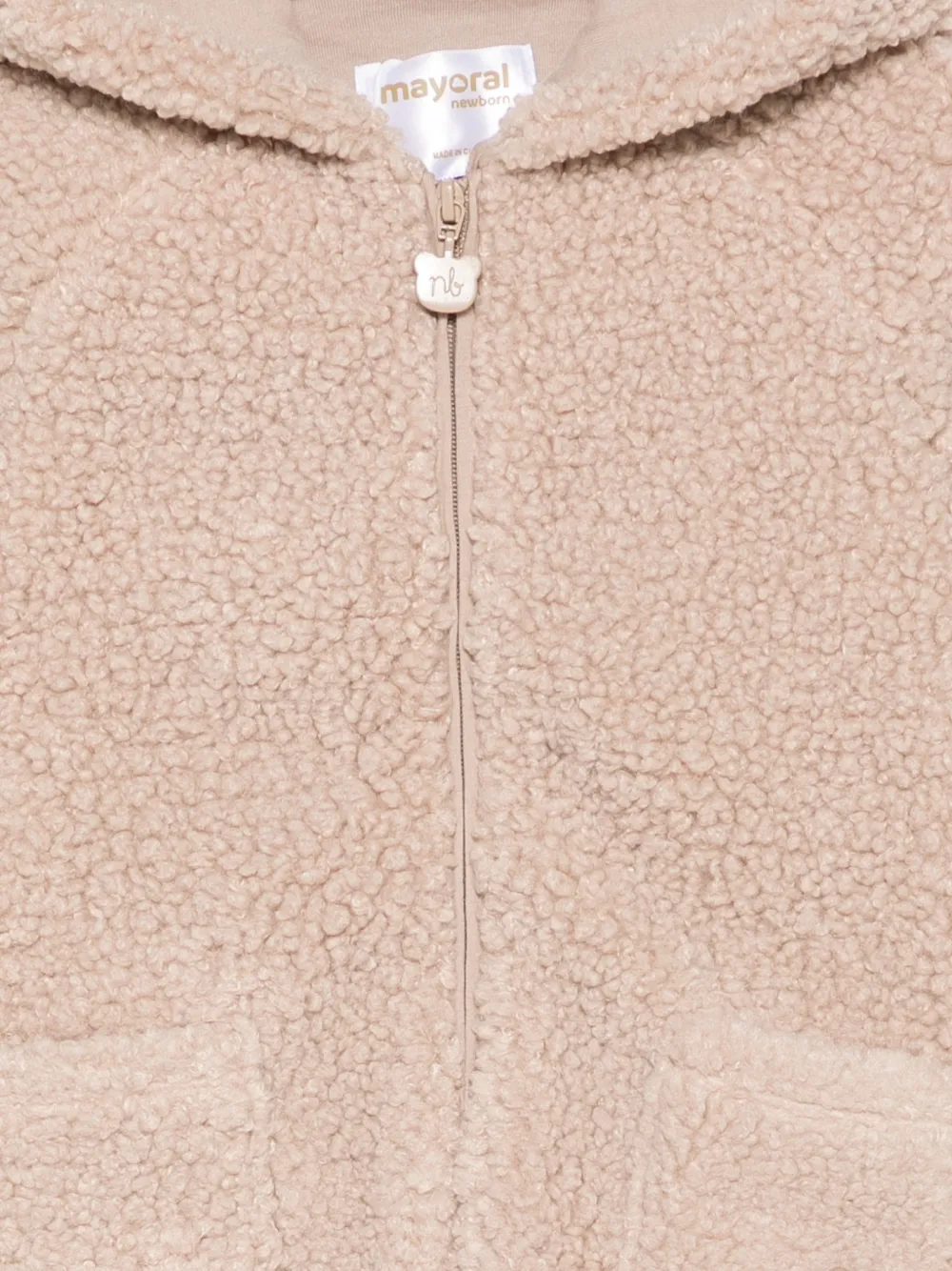 Mayoral Hoodie met teddytextuur en capuchon Beige