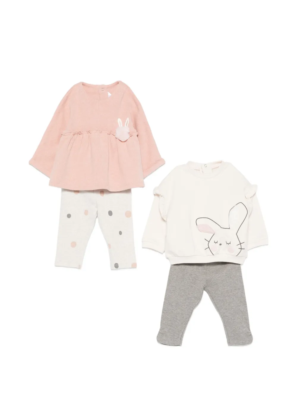 Mayoral ruffle-trim rabbit-motif trousers set (set of four) - Toni neutri