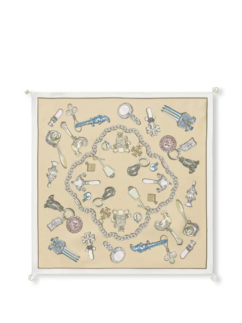 Tory Burch Rattles charm-print silk scarf