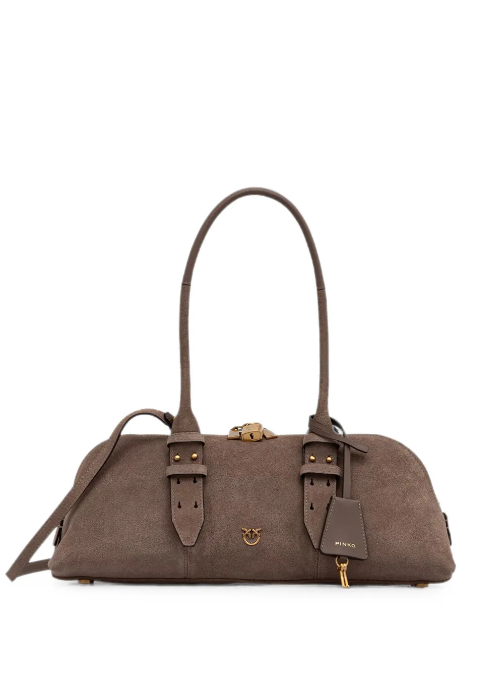 PINKO large Escape suede shoulder bag - Marrone