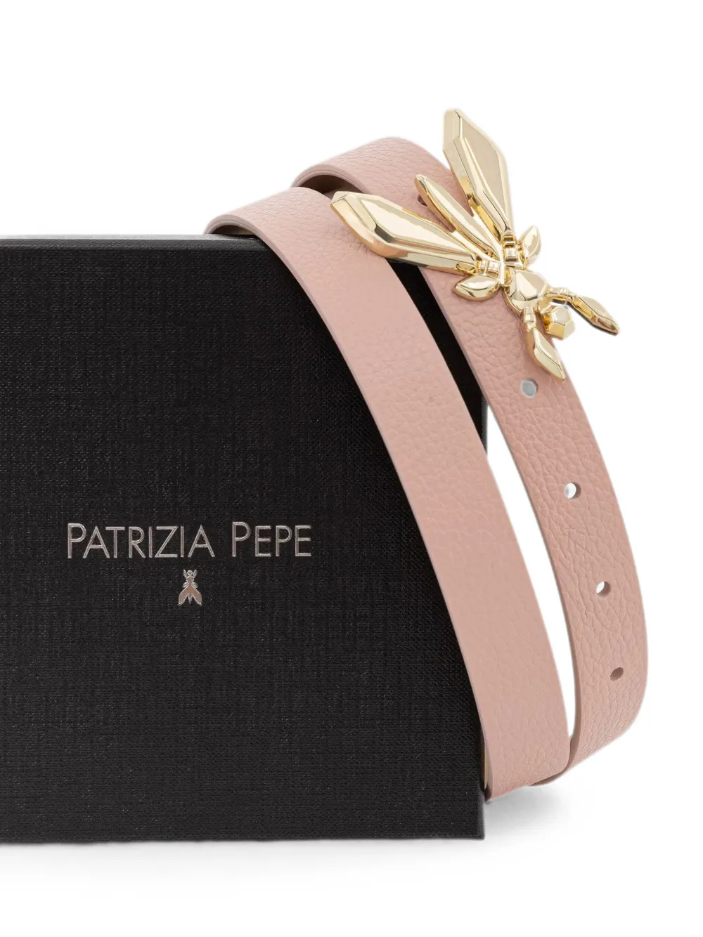 Patrizia Pepe Riem van bewerkt leer met Fly-plakkaat Roze
