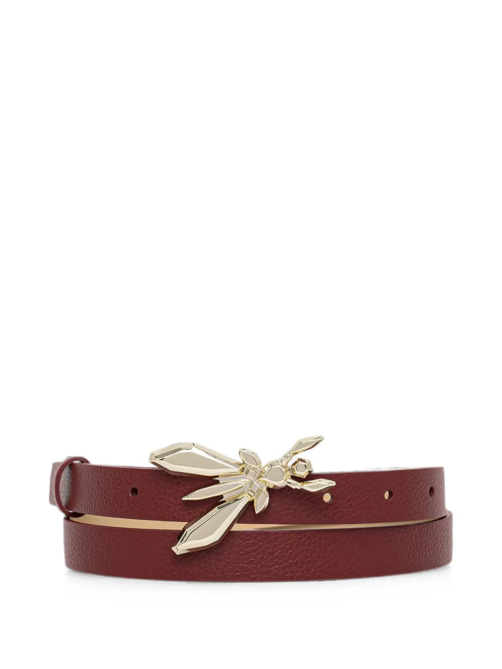 Patrizia Pepe Fly Buckle Leather Belt In Brown