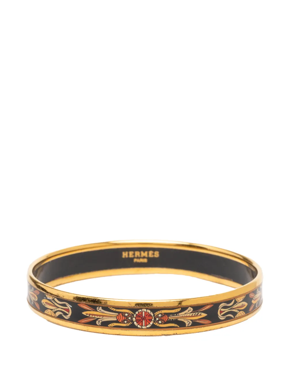 Hermès Pre-Owned 20th Century Narrow Dream Catcher Enamel Bangle 70 costume bracelet - Schwarz