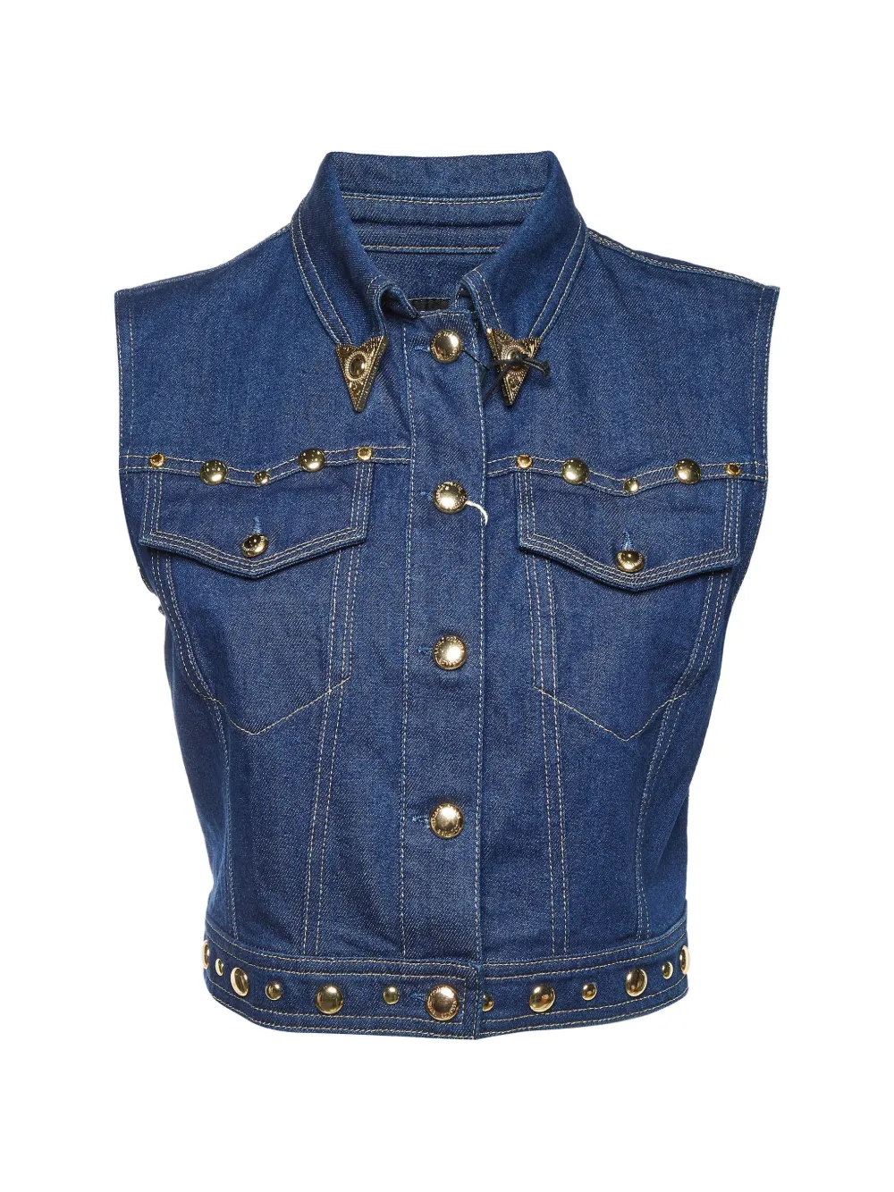 Versace Pre-Owned studded cropped vest - Blue