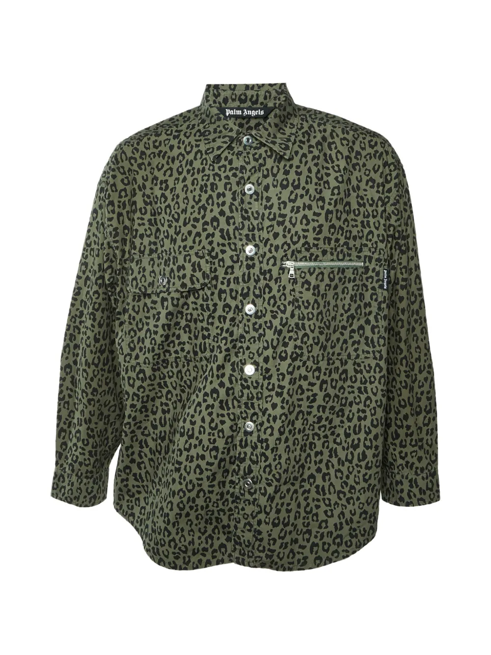 Palm Angels Camicia con logo leopardato - Verde