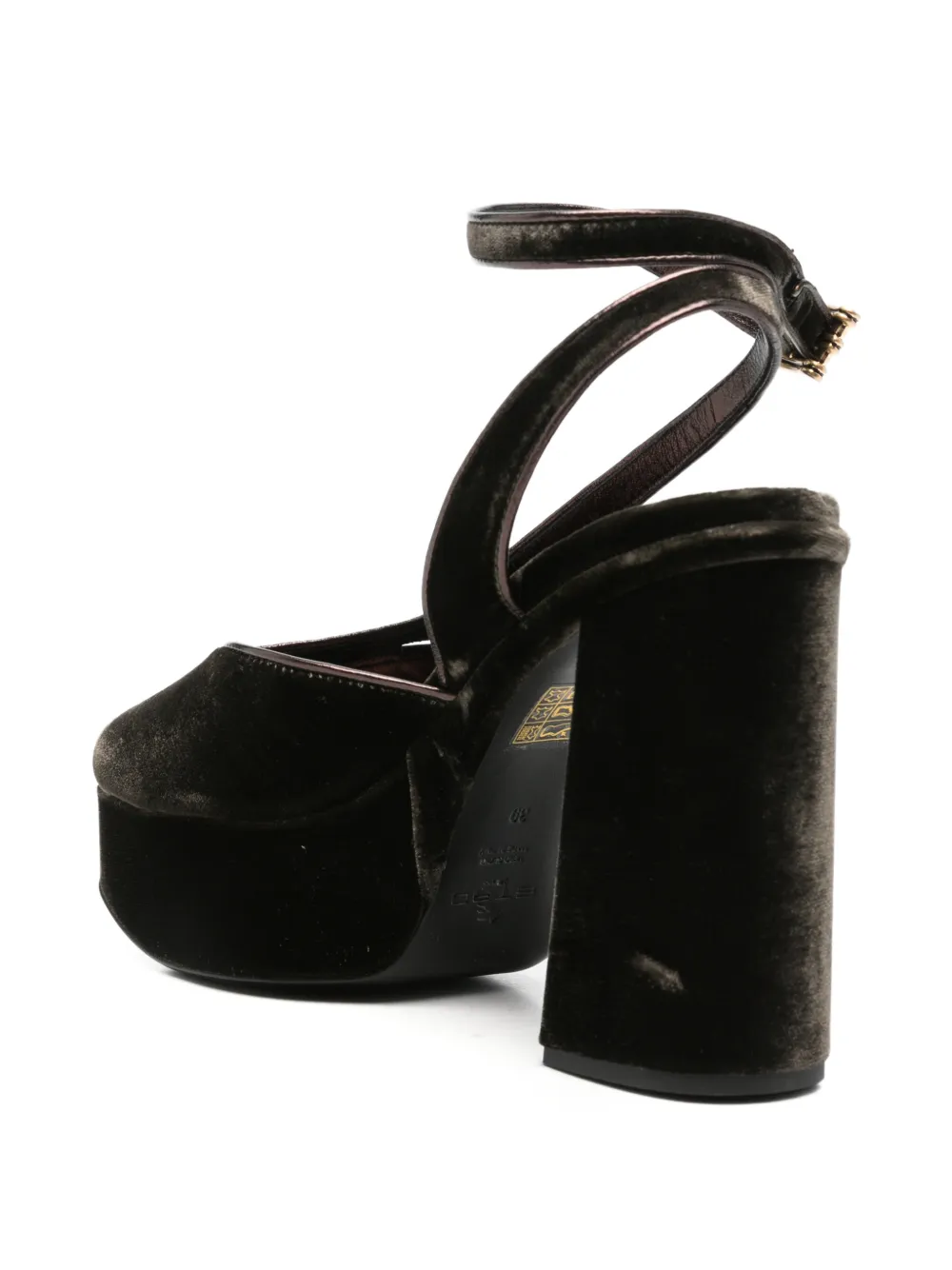 ETRO Fluwelen sandalen met plateauzool Bruin