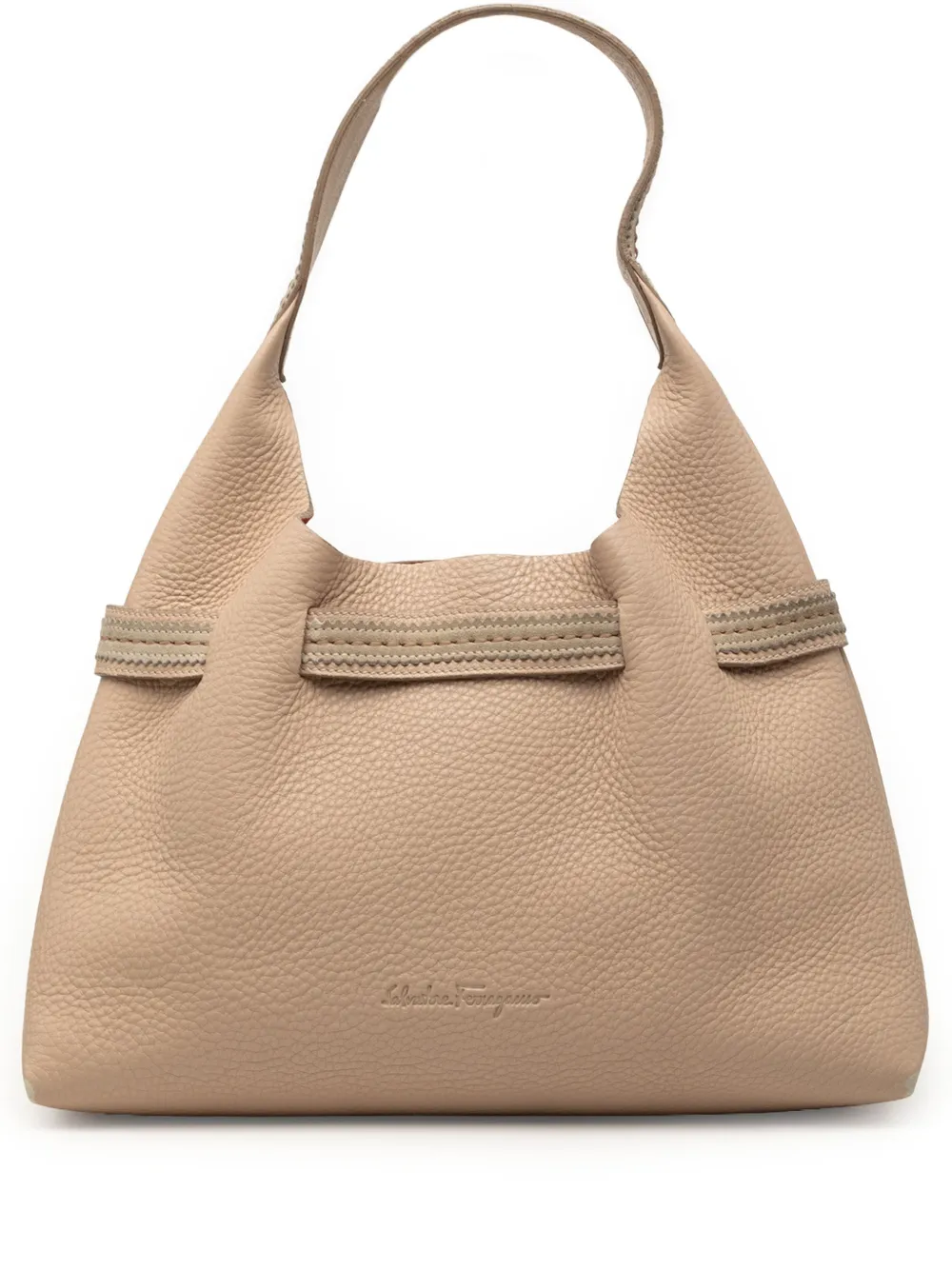 Ferragamo Pre-Owned Borsa a spalla in pelle zigrinata 2010-2026 - Marrone