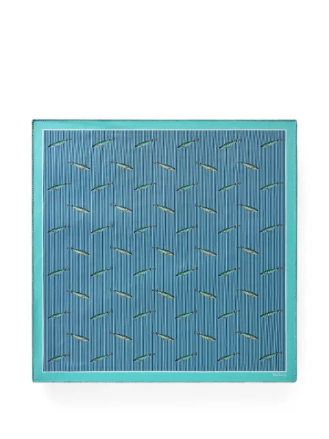 Mulberry striped fish-print silk scarf