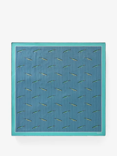 Mulberry striped fish-print silk scarf