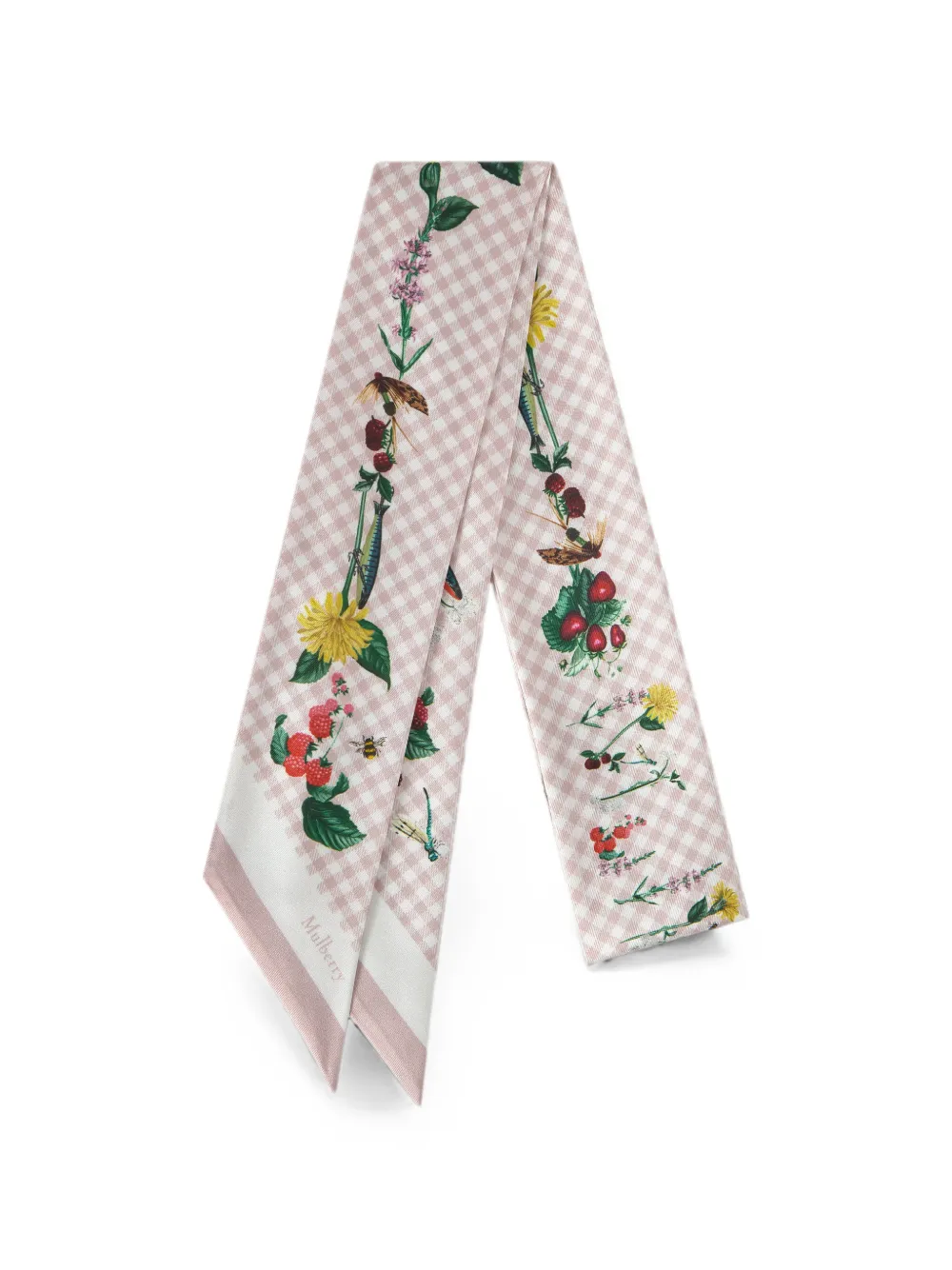 Mulberry gingham floral-print scarf - Rosa