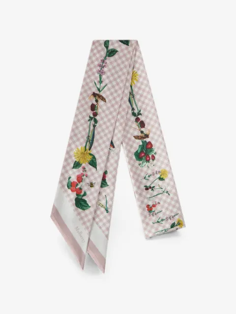 Mulberry gingham floral-print scarf