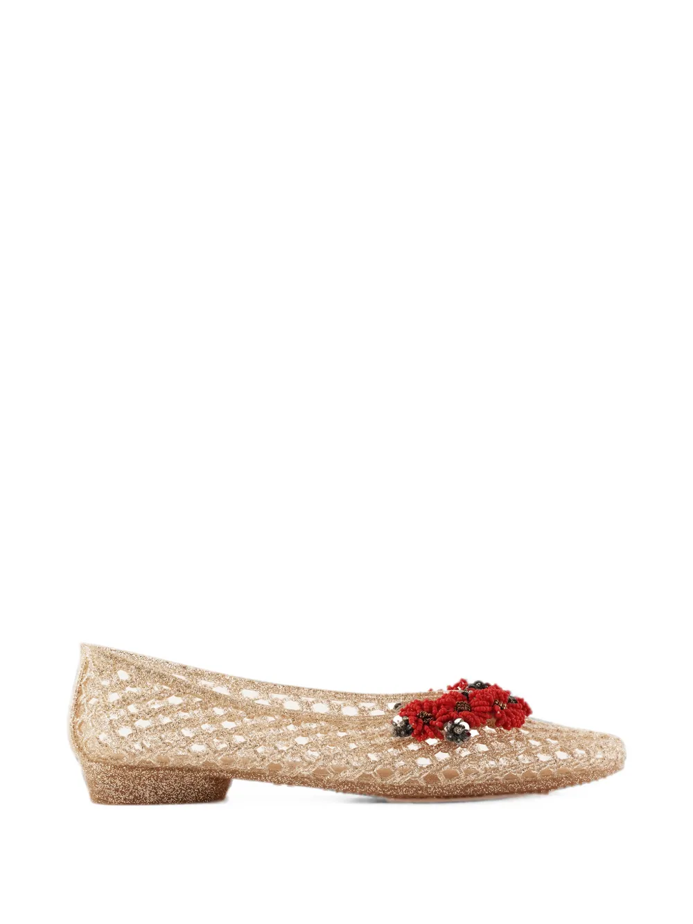 HEAVENLY JELLY flower-embellished glitter ballet flats Goud