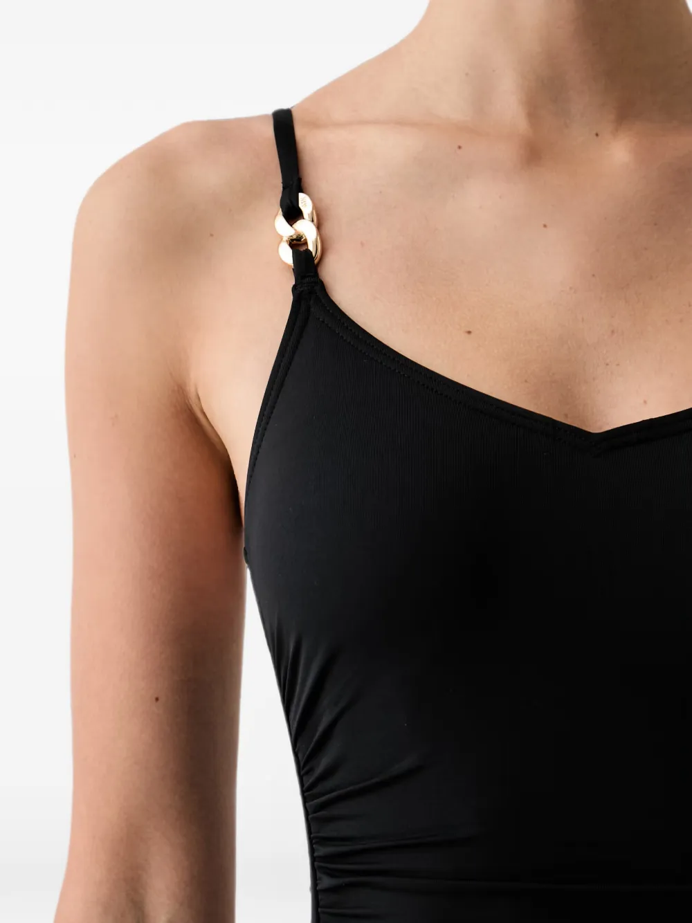 Michael Kors chain-link gathered swimsuit Zwart
