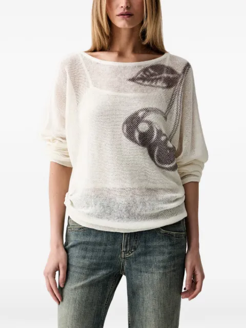 Miss Sixty cherry-print batwing-sleeve sweater
