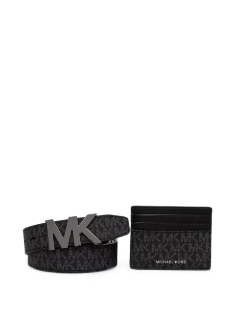Michael Kors logo-monogram belt and cardholder set