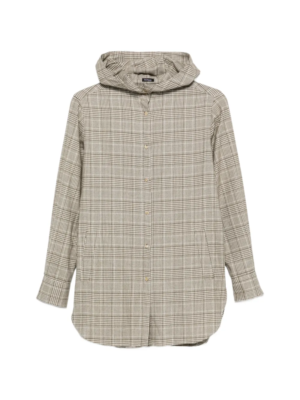 Kiton check hooded shirt - Green
