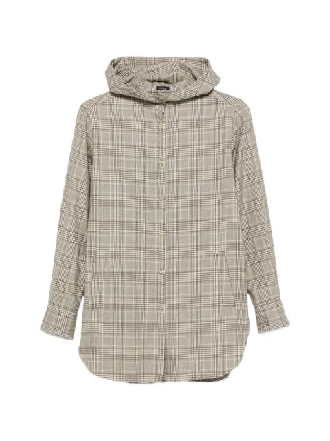 Kiton check hooded shirt