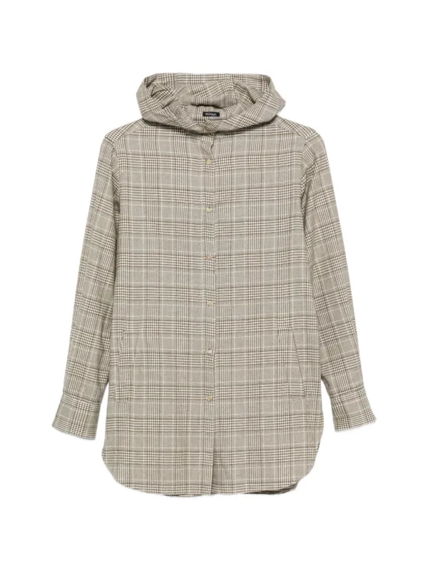Kiton Check Hooded Shirt in Green