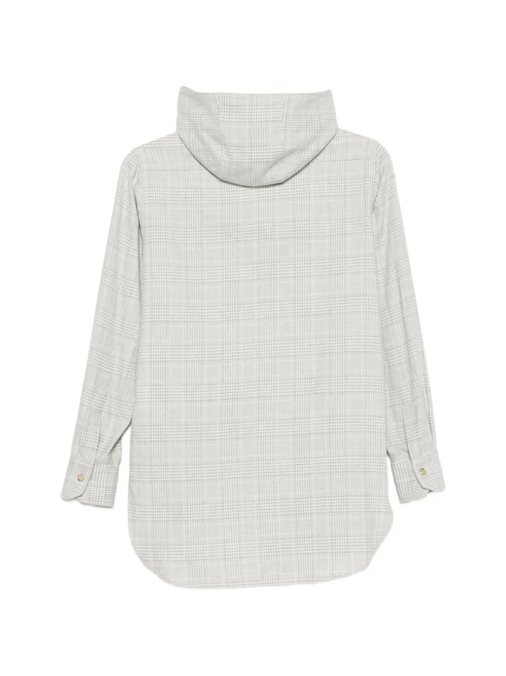 Kiton Prince of Wales check hooded shirt Grijs