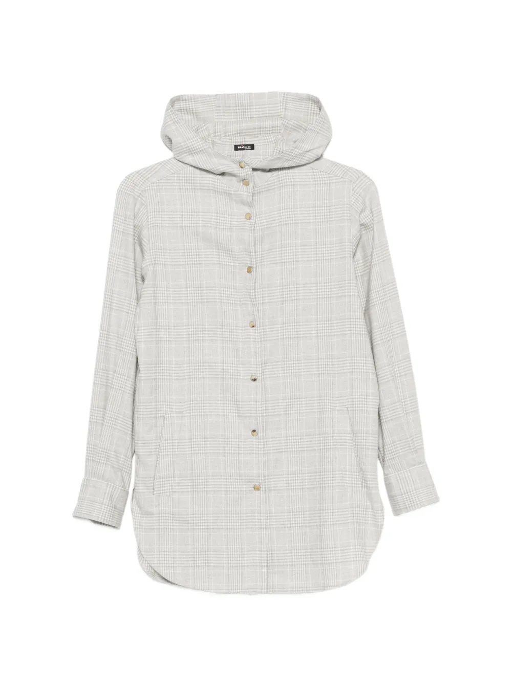 Kiton Prince of Wales check hooded shirt Grijs