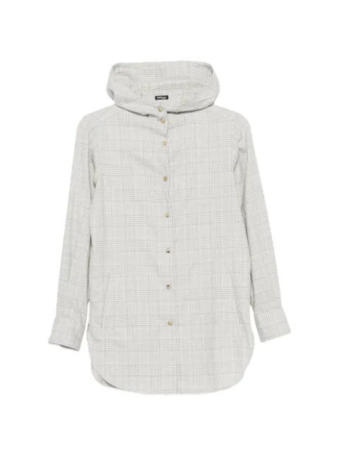 Kiton Prince of Wales check hooded shirt