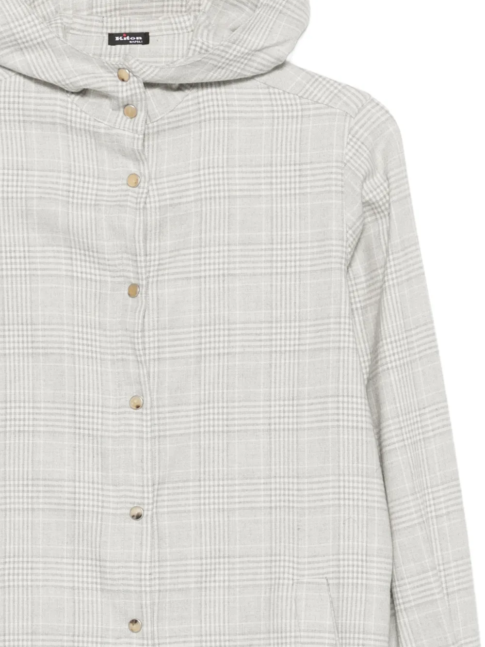 Kiton Prince of Wales check hooded shirt Grijs