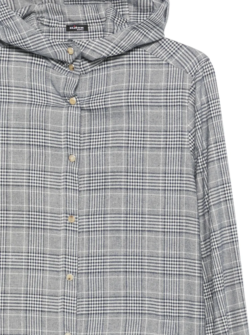 Kiton Geruite shirt met capuchon Grijs