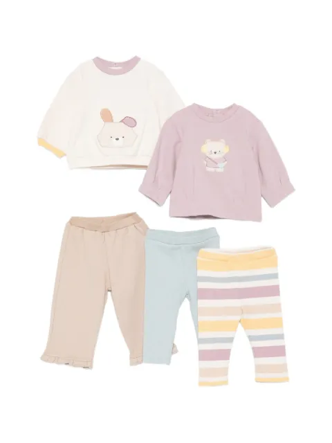 Mayoral animal-motif ruffle-trim trousers set (set of five)