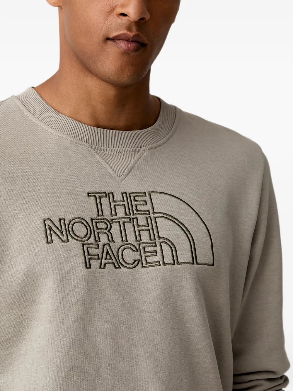 The North Face Drew Peak Light sweater met geborduurd logo en geribbelde afwerking Grijs