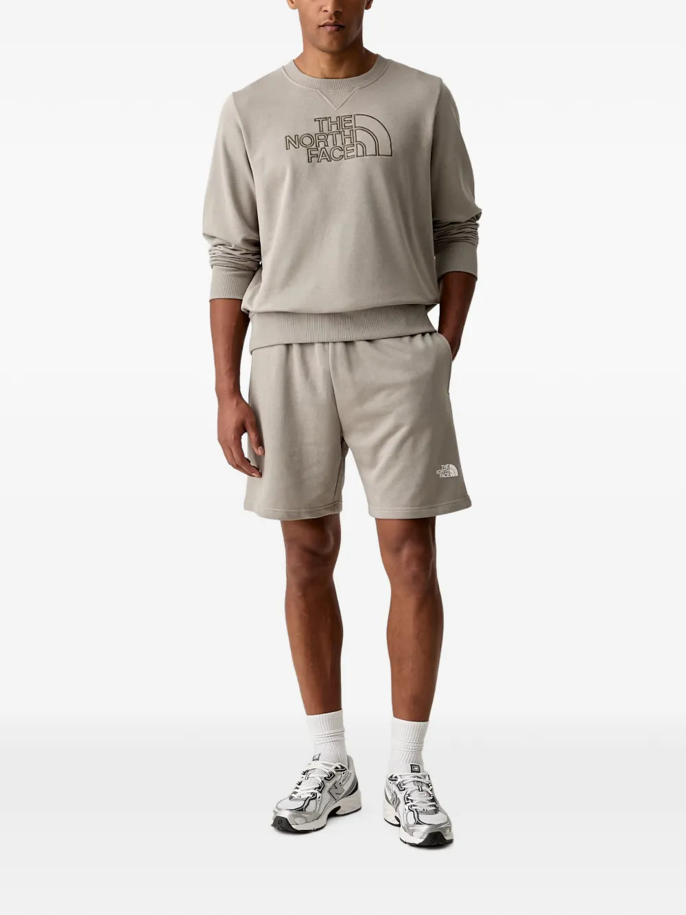 The North Face Drew Peak Light sweater met geborduurd logo en geribbelde afwerking Grijs