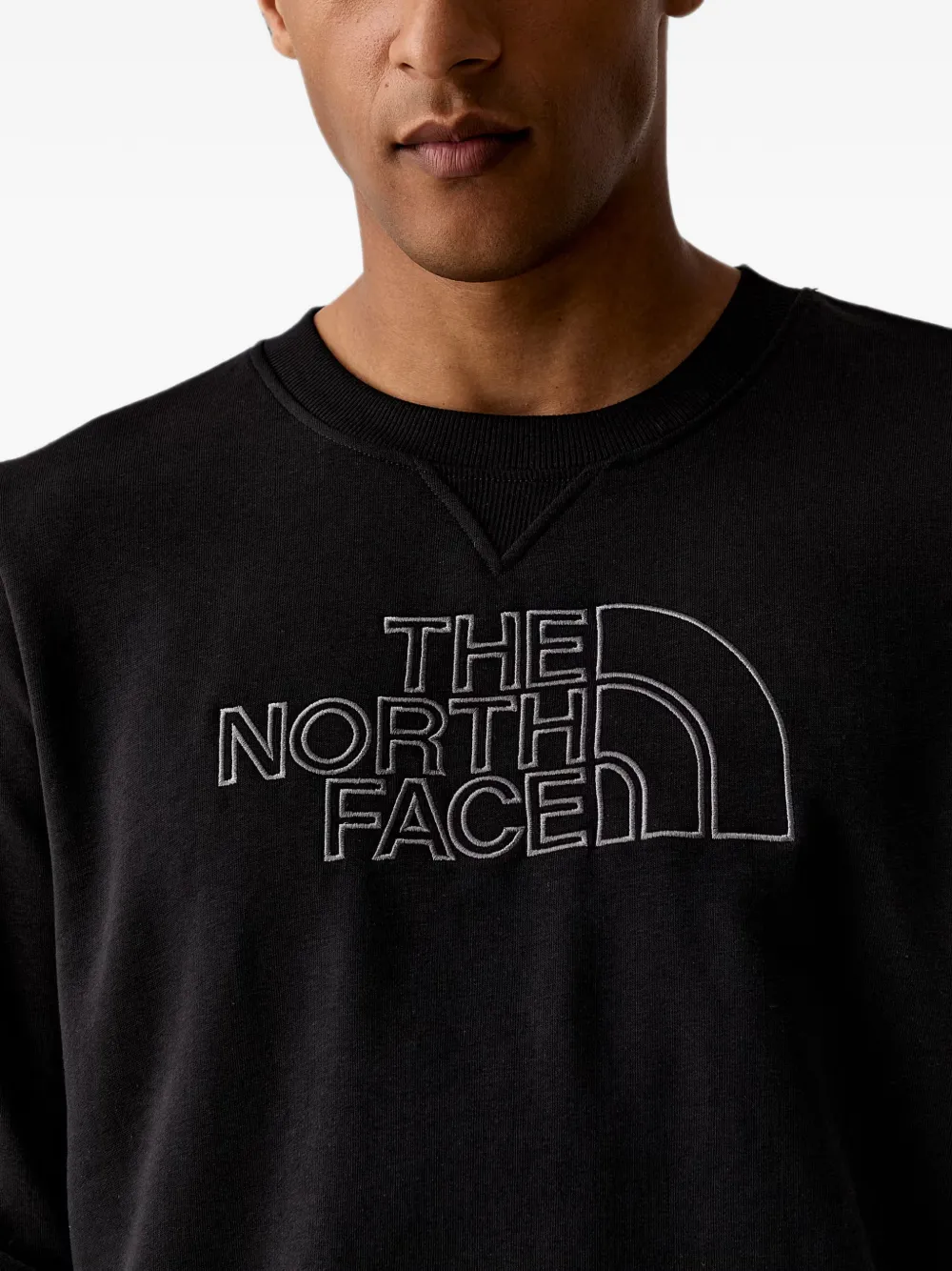 The North Face Drew Peak Light sweater met geborduurd logo en ronde hals Zwart
