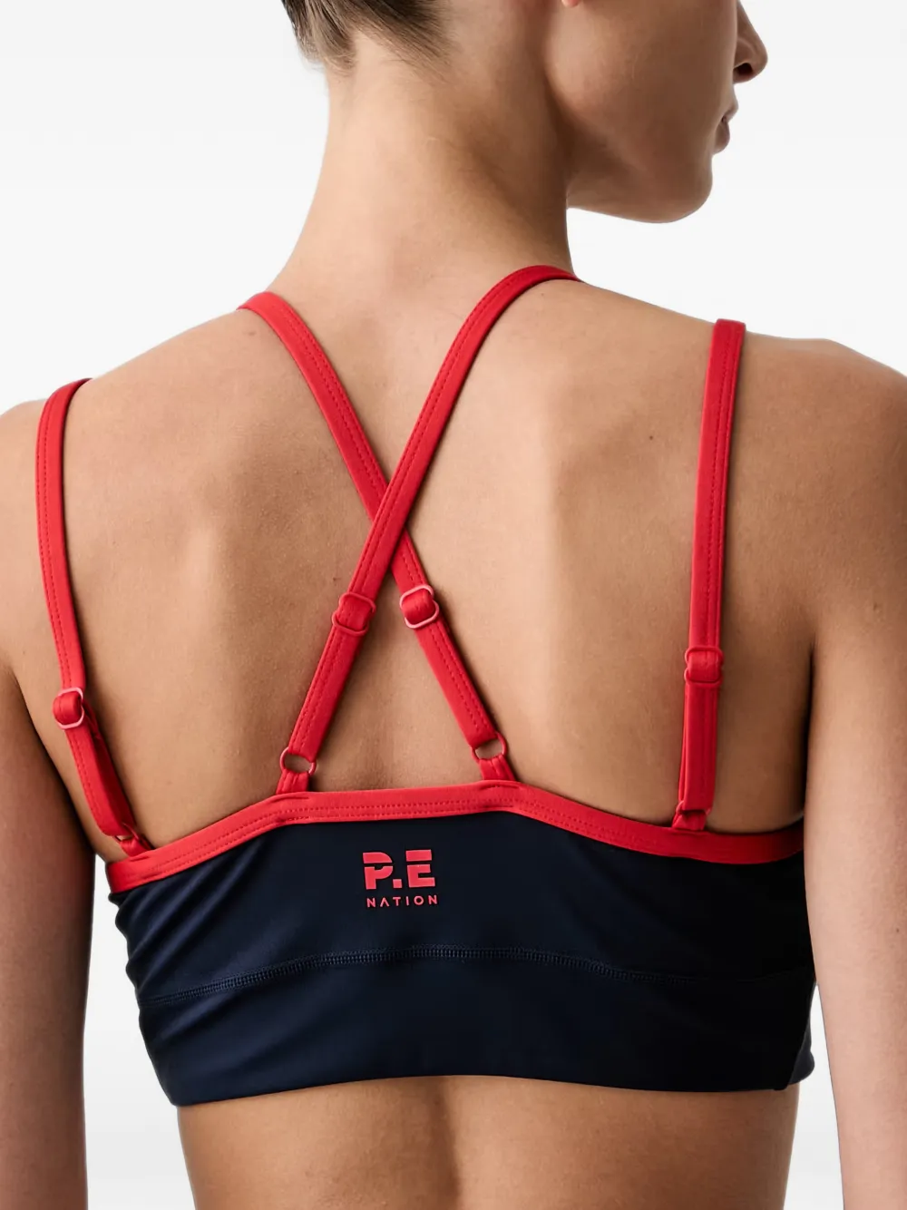 P.E Nation Paramount sport-bh met gekruiste bandjes en logoprint Blauw