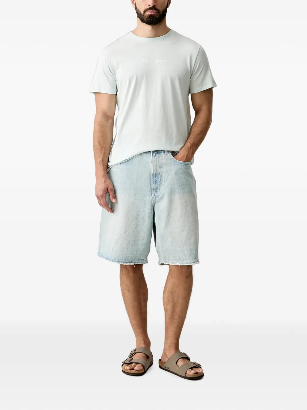 Trussardi T-shirt met logoprint met ronde hals Blauw