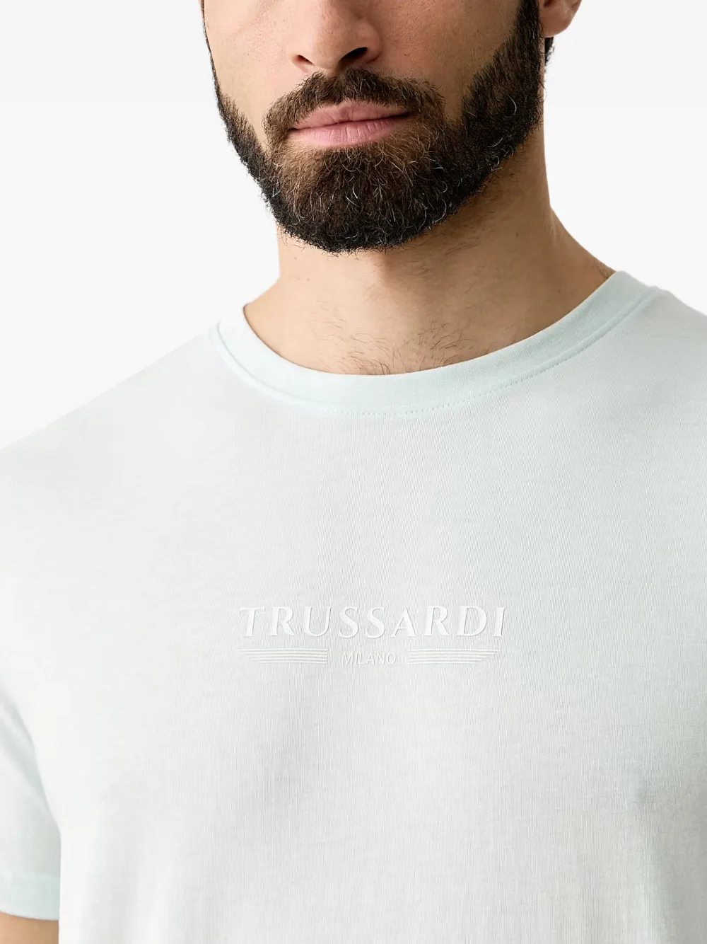 Trussardi T-shirt met logoprint met ronde hals Blauw