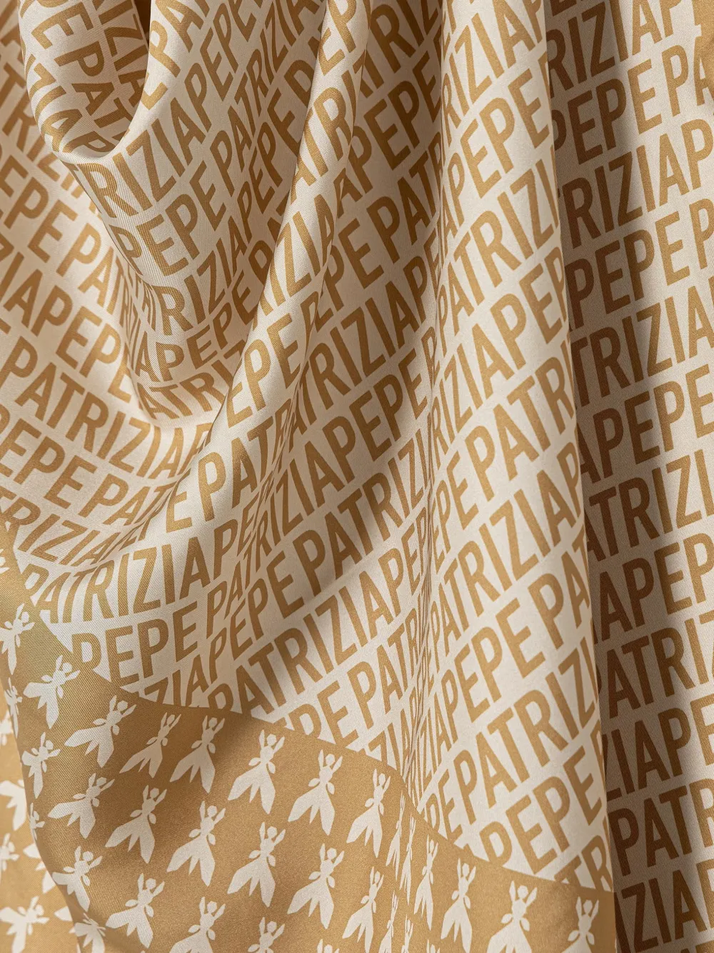 Patrizia Pepe logo-print silk scarf Beige