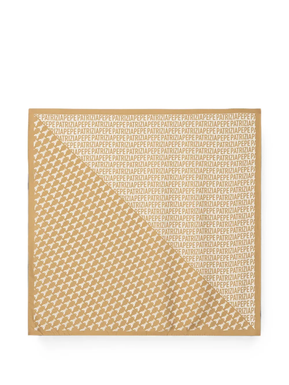 Patrizia Pepe Logo-print Silk Scarf In Yellow