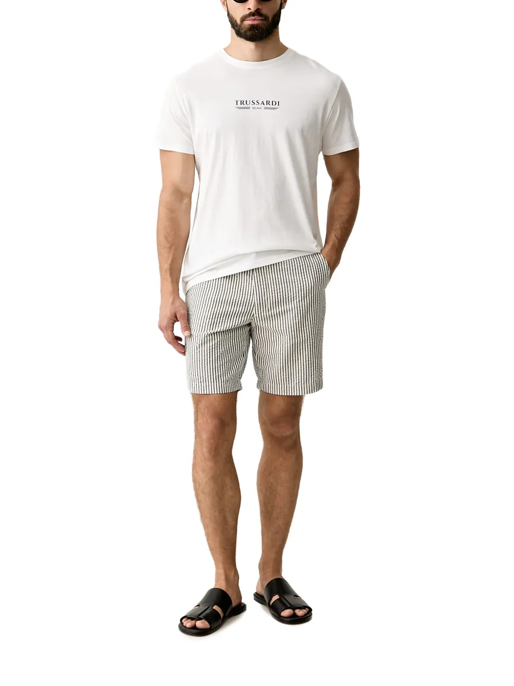 Trussardi Katoenen T-shirt met logoprint Wit