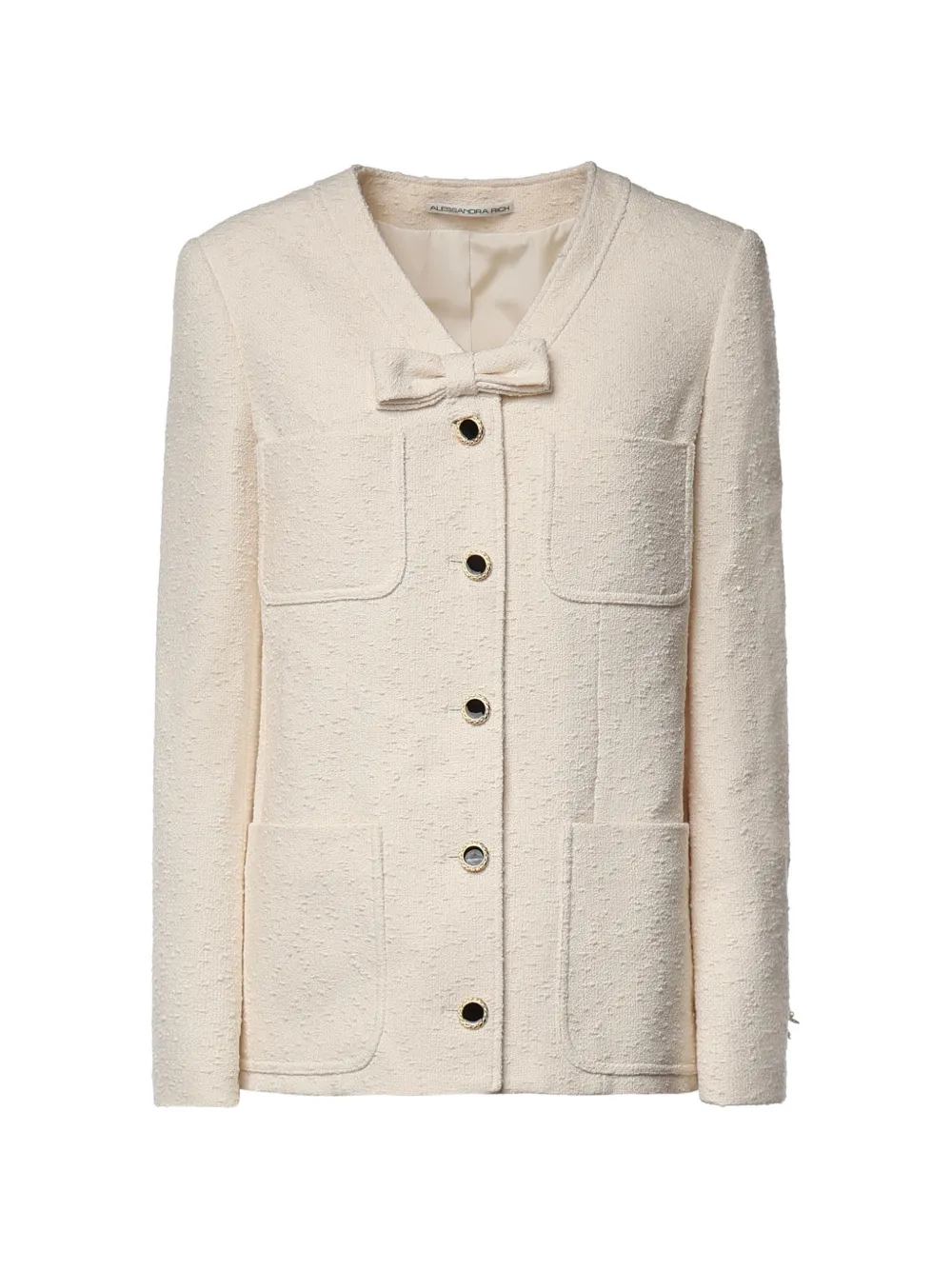 Alessandra Rich bow-detail bouclé jacket - Nude