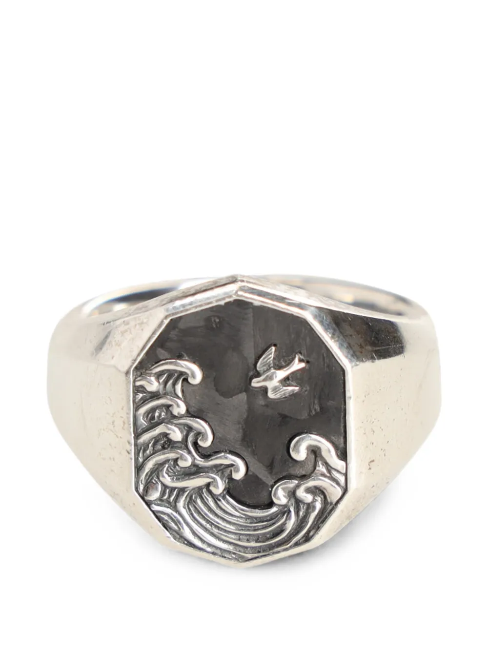 David Yurman Pre-Owned 2020s Waves carved signet ring - Argento