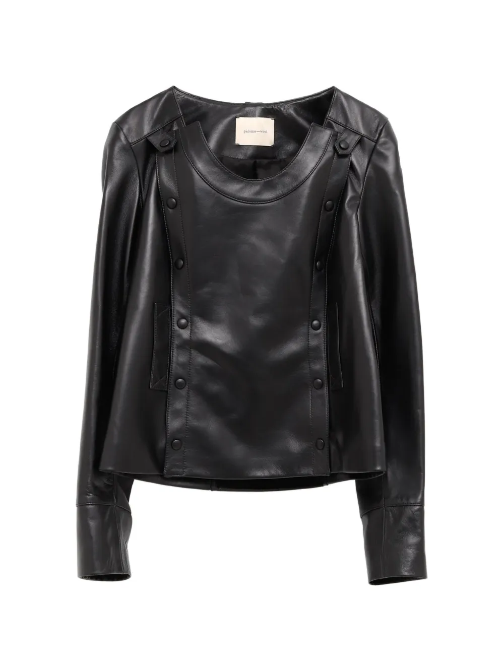 Paloma Wool Ventura double-breasted leather jacket Zwart