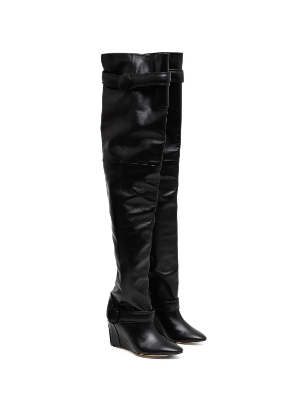 Vaquera button-strap over-the-knee boots in Black