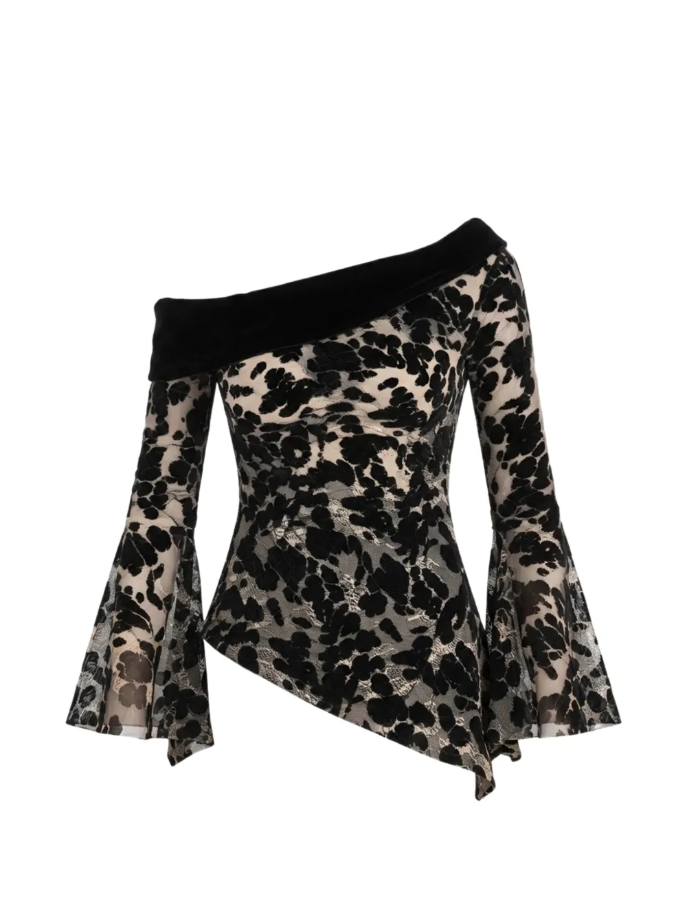 Gemy Maalouf asymmetrical floral-devoré top