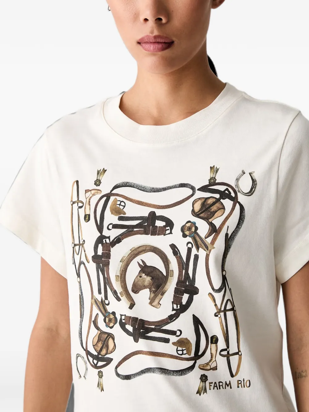 FARM Rio T-shirt met grafische print Beige