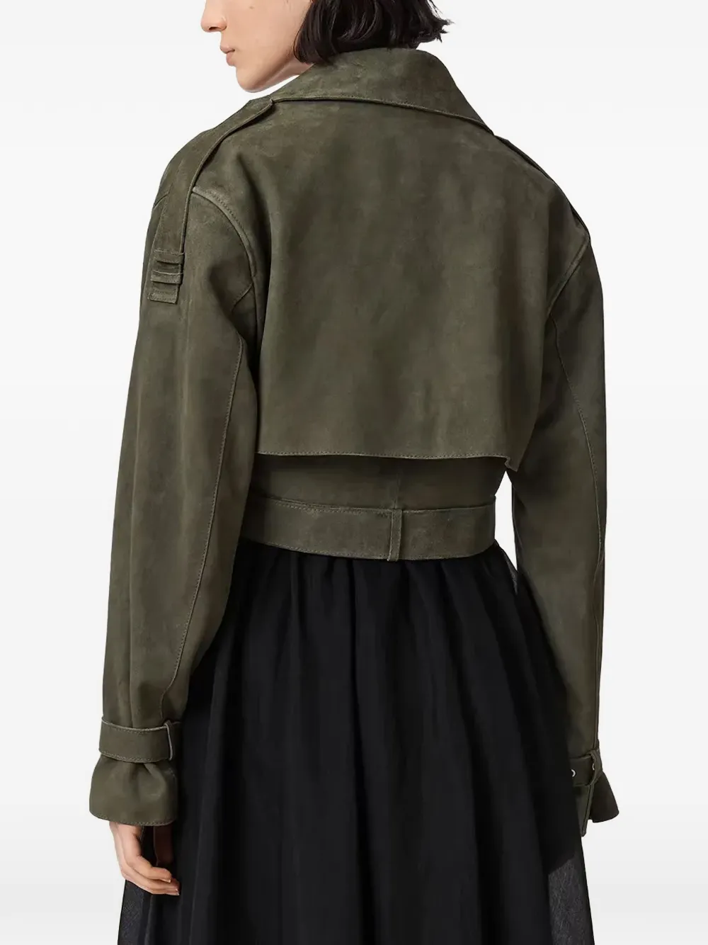 AllSaints Ophelia cropped suède jack Groen