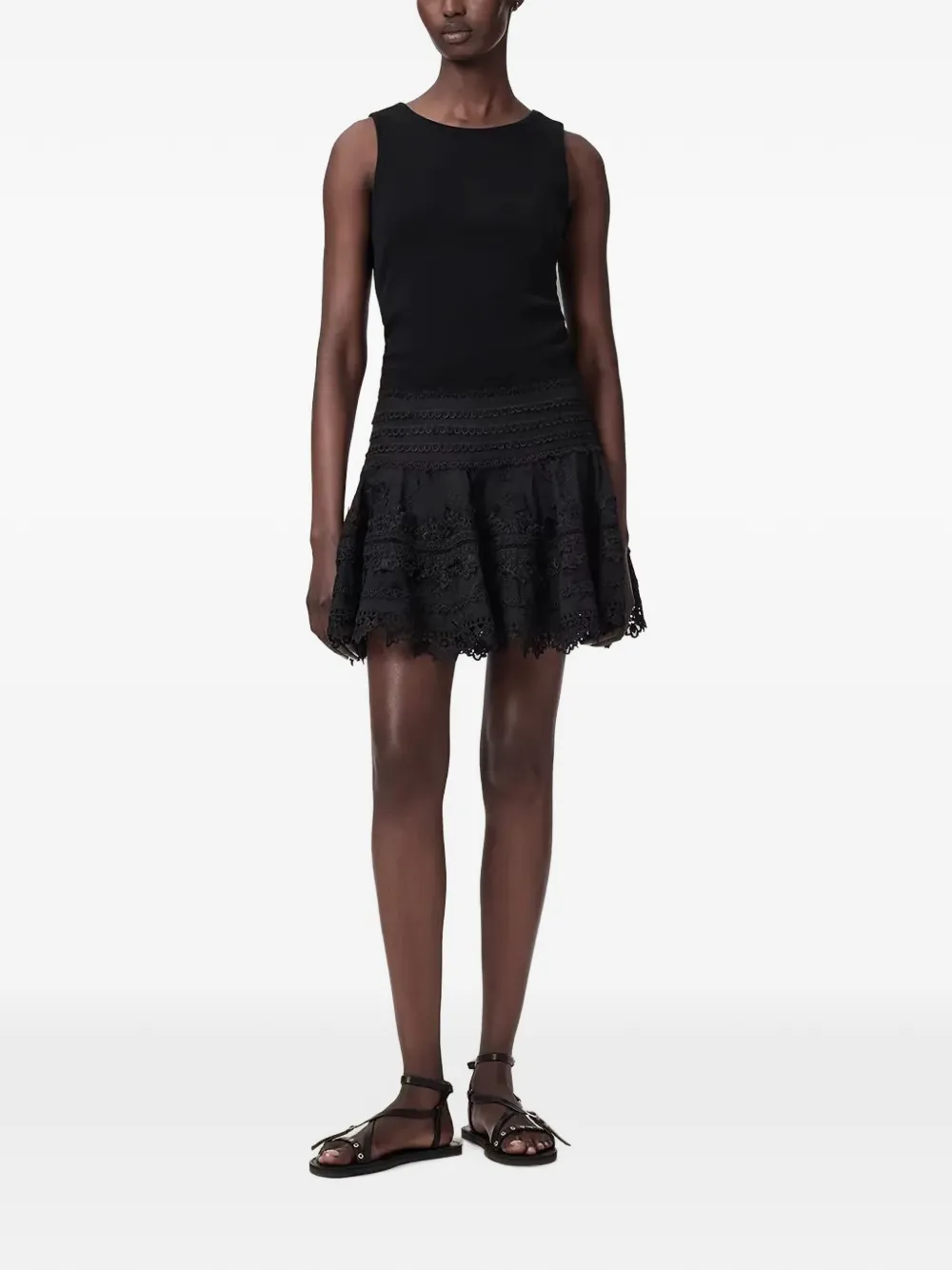 AllSaints Lillith mini-rok met A-lijn Zwart