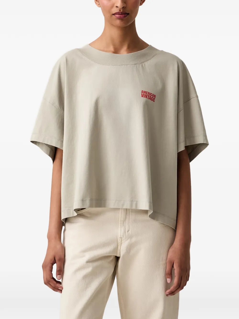 American Vintage Gixy cropped cotton T-shirt - Grigio