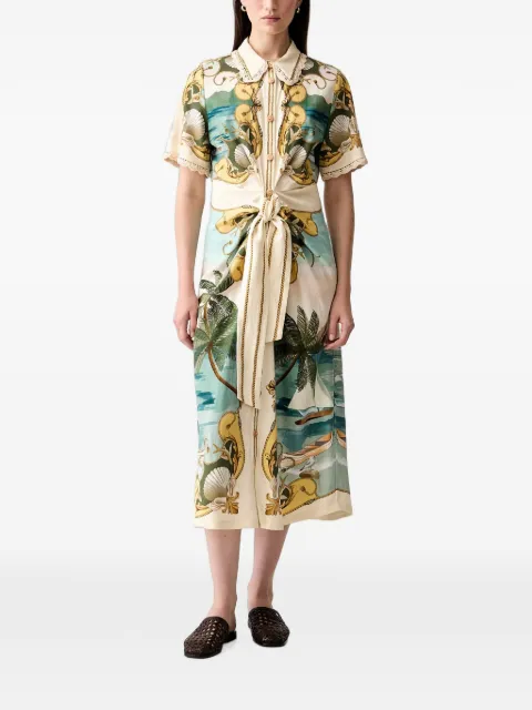 FARM Rio graphic-print knot-detail midi dress