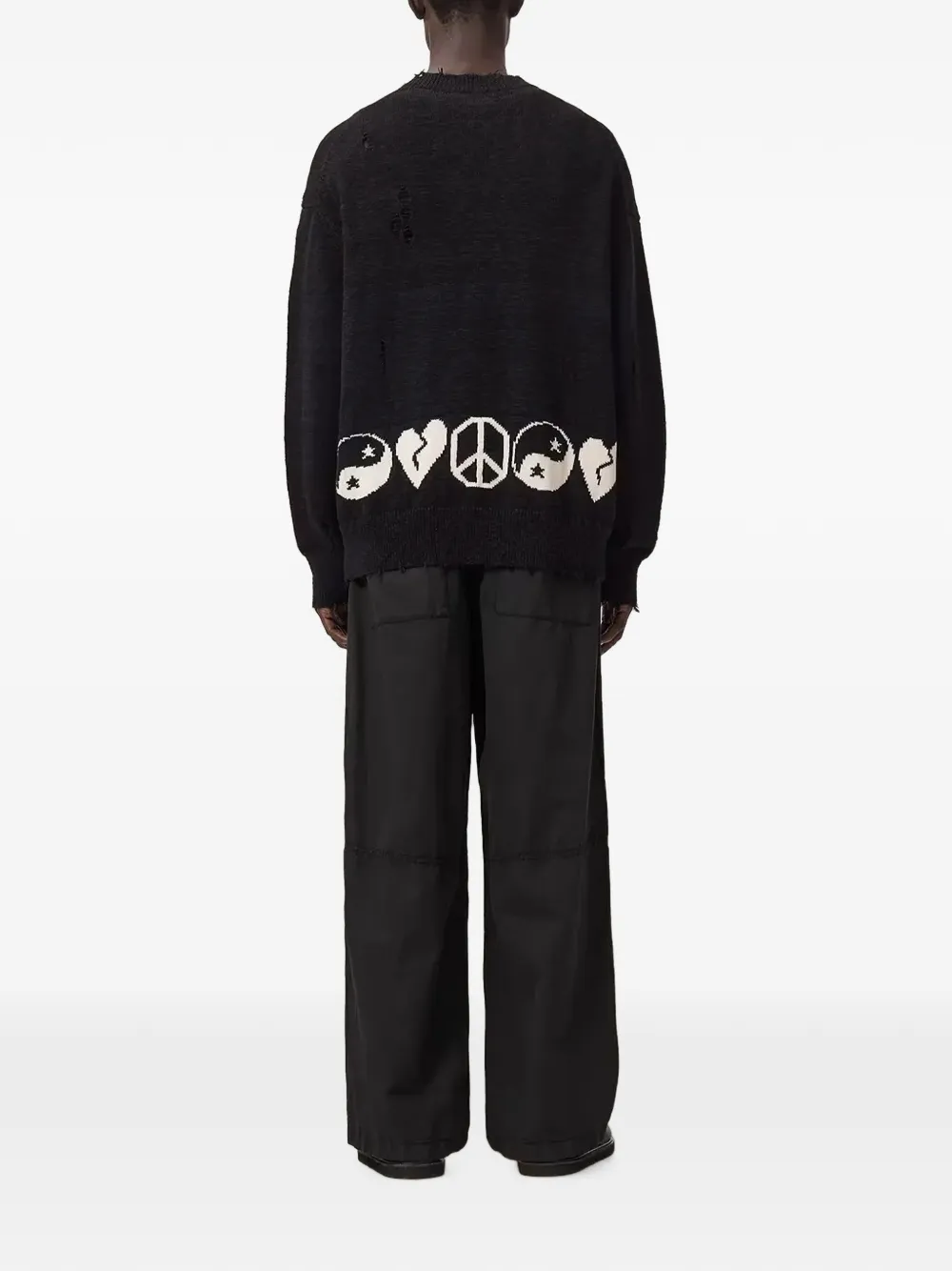AllSaints Echo broek met wijde pijpen Zwart